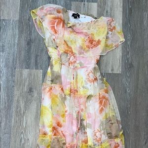 Chiffon floral off the shoulder maxi dress
